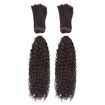 18 inches Weft 1B# Natural Black Braid In Bundles Curly 2PCS