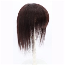 8 inches Dark Brown Three Clips on Hairpiece with 3D fringe Hair Topper For Woman
