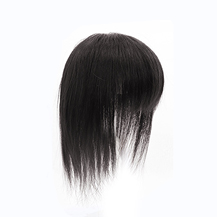10 inches Natural Black Three Clips on Human Hairpiece with 3D fringe Human Hair Topper For Woman