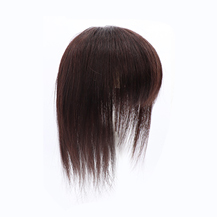 12 inches Dark Brown Three Clips on Human Hairpiece with 3D fringe Human Hair Topper For Woman
