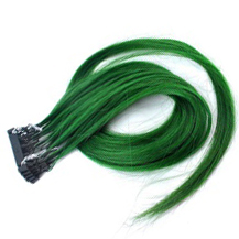 22 inches #GREEN  25S 6D Human Hair Extensions Straight