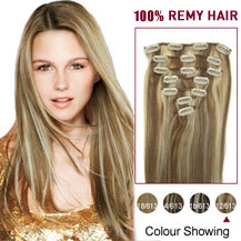 16" #12/613 7pcs Clip In Indian Remy Hair Extensions