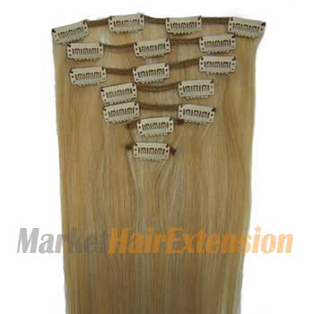 16 inches Blonde Highlight (#27/613) 7pcs Clip In Indian Remy Hair Extensions
