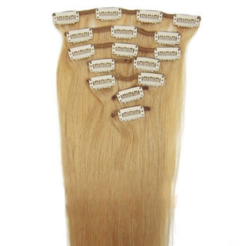 16 inches Strawberry Blonde (#27) 7pcs Clip In Indian Remy Hair Extensions