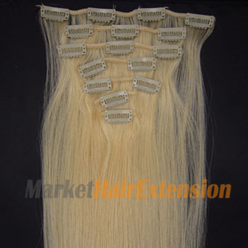 16 inches Bleach Blonde (#613) 7pcs Clip In Indian Remy Hair Extensions