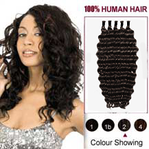20 inches Dark Brown (#2) 50S Curly Stick Tip Human Hair Extensions