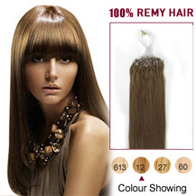 16" Golden Brown (#12) 100S Micro Loop Human Hair Extensions