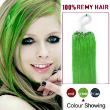 20 inches Green 100S Micro Loop Human Hair Extensions