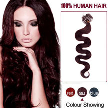 18 inches 99J 100S Wavy Micro Loop Human Hair Extensions