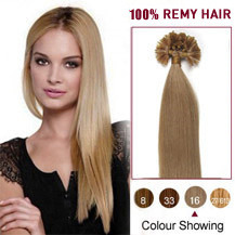 18" Golden Blonde (#16) 100S Nail Tip Human Hair Extensions