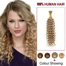 20 inches Golden Blonde(#16) Nano Ring Curly Hair Extensions