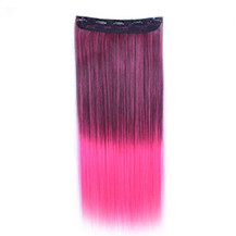 24 inches Ombre Colorful Clip in Hair Straight 14# Purple/Rosy 1 Piece