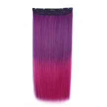 24 inches Ombre Colorful Clip in Hair Straight 8# Purple/Rosy 1 Piece