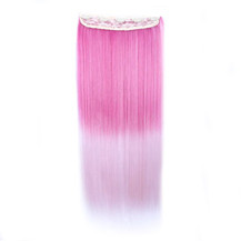 24 inches Ombre Colorful Clip in Hair Straight 10# Rose/Pink-White 1 Piece
