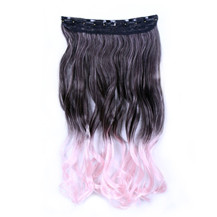24 inches Ombre Colorful Clip in Hair Wavy 22# 99J/Pink 1 Piece