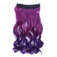 24 inches Ombre Colorful Clip in Hair Wavy 29# Rosy/Dark-Purple 1 Piece