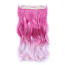 24 inches Ombre Colorful Clip in Hair Wavy 29# Rosy/Pink-White 1 Piece