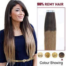 22 inches Ombre (#2/12) Tape In Human Hair Extensions