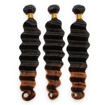 3 set bundle #1B/30 Ombre Deep Wave Indian Remy Hair Wefts 16/18/20 Inches