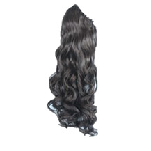 Claw Clip-on Fluffy Long Ponytail Black 1 Piece