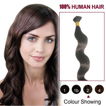 16 inches Dark Brown (#2) 50S Wavy Stick Tip Human Hair Extensions