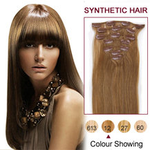 22 inches Golden Brown (#12) 7pcs Clip In Synthetic Hair Extensions