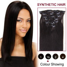 22 inches Natural Black (#1b) 7pcs Clip In Synthetic Hair Extensions