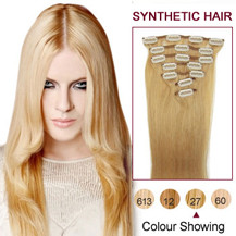 22 inches Strawberry Blonde (#27) 7pcs Clip In Synthetic Hair Extensions