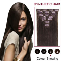22 inches Dark Brown (#2) 7pcs Clip In Synthetic Hair Extensions