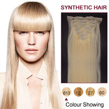 22 inches Bleach Blonde (#613) 7pcs Clip In Synthetic Hair Extensions