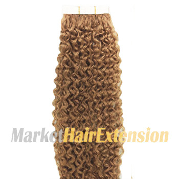 24 inches Golden Brown #12 20pcs Curly Tape In Human Hair Extensions