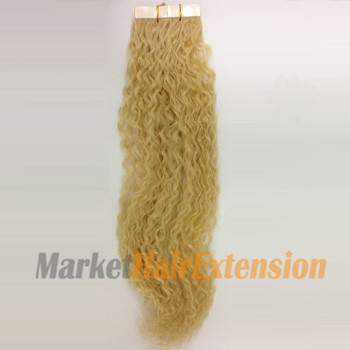 22 inches Bleach Blonde (#613) 20pcs Curly Tape In Human Hair Extensions