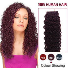 16 inches 99J 20pcs Curly Tape In Human Hair Extensions