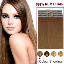 20 inches Light Brown (#10) 20pcs Tape In Human Hair Extensions