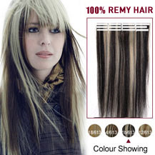 20 inches Black Blonde (#1b/613) 20pcs Tape In Human Hair Extensions