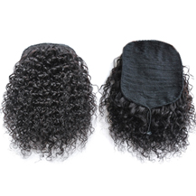 12 inches #1B Natural Black Kinky Curly Human Hair Ponytail 1PCS