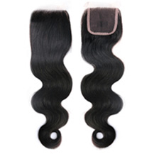 10 inches Natural Black Wavy Virgin Brazilian Remy Hair Lace Closure
